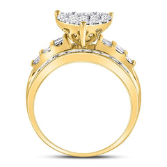 10kt Yellow Gold Womens Round Diamond Heart Cluster Bridal Wedding Engagement Ring 1.00 Cttw