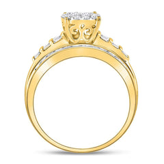 10kt Yellow Gold Womens Diamond Oval Cluster Bridal Wedding Engagement Ring 1.00 Cttw