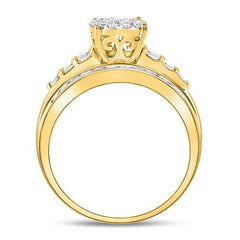 10kt Yellow Gold Womens Diamond Oval Cluster Bridal Wedding Engagement Ring 1.00 Cttw