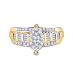 10kt Yellow Gold Womens Round Diamond Oval Cluster Bridal Wedding Engagement Ring 1/2 Cttw