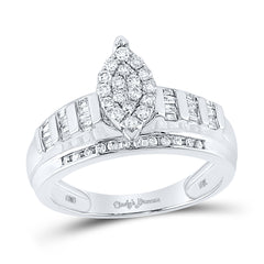 10kt White Gold Womens Round Diamond Oval Cluster Bridal Wedding Engagement Ring 1/2 Cttw