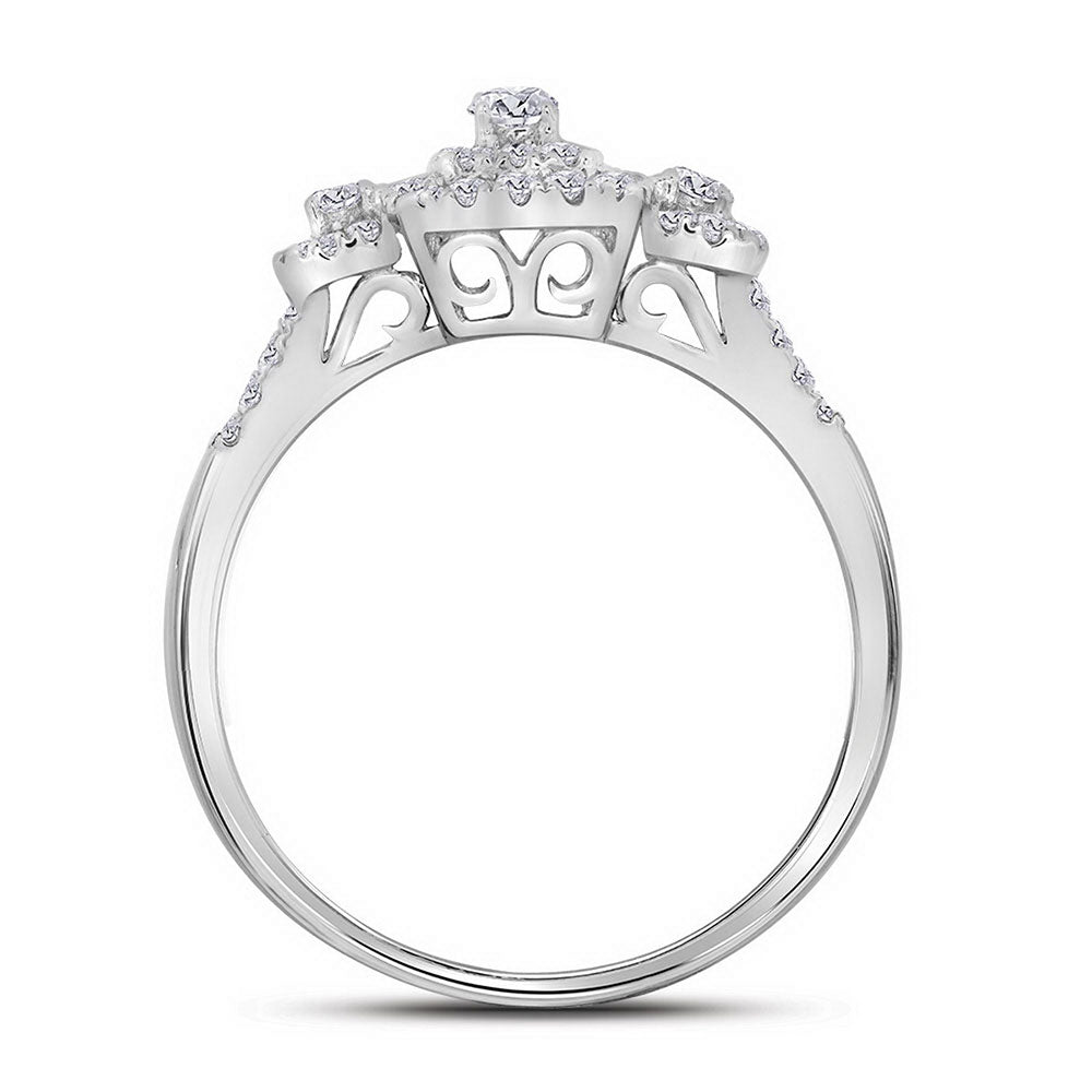 10kt White Gold Womens Round Diamond Cluster Bridal Wedding Engagement Ring 1/2 Cttw