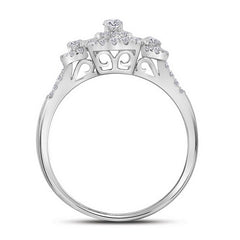 10kt White Gold Womens Round Diamond Cluster Bridal Wedding Engagement Ring 1/2 Cttw