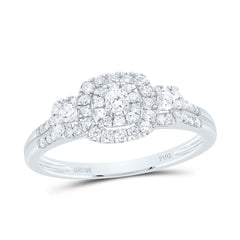 10kt White Gold Womens Round Diamond Cluster Bridal Wedding Engagement Ring 1/2 Cttw