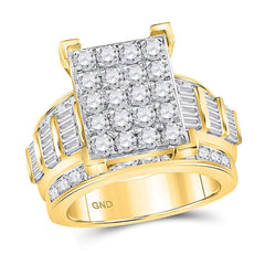 10kt Yellow Gold Womens Round Diamond Cluster Bridal Wedding Engagement Ring 3.00 Cttw