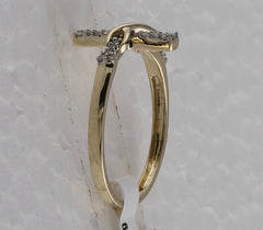 10kt Yellow Gold Womens Round Diamond Cross Infinity Band Ring 1/10 Cttw