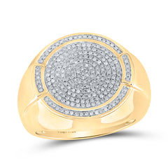 10kt Yellow Gold Mens Round Diamond Concentric Circle Cluster Ring 5/8 Cttw