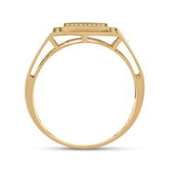 10kt Yellow Gold Mens Round Yellow Color Enhanced Diamond Square Cluster Ring 1/4 Cttw