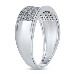 10K White Gold Mens Round Natural Diamond Micropave Wedding Anniversary Band Ring 1/3 CTW 4.05 Gram