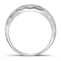 Sterling Silver Mens Round Diamond Wedding Band Ring 1/5 Cttw