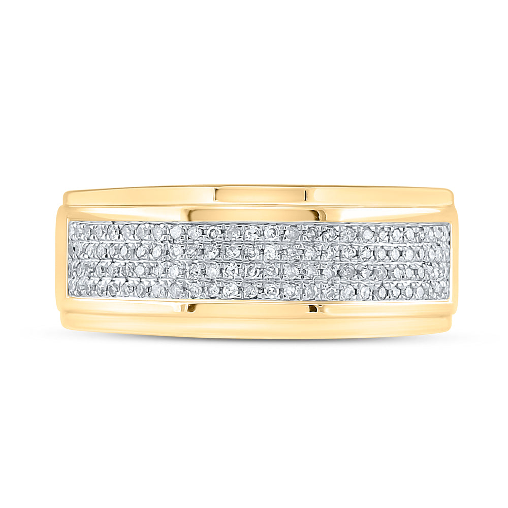 10K Yellow Gold 1/3 Ct-Natural Diamondmicro-Pave Mens Band 5.76 Gram