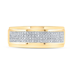 10K Yellow Gold 1/3 Ct-Natural Diamondmicro-Pave Mens Band 5.76 Gram