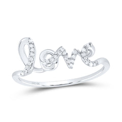 10kt White Gold Womens Round Diamond Love Band Ring 1/12 Cttw