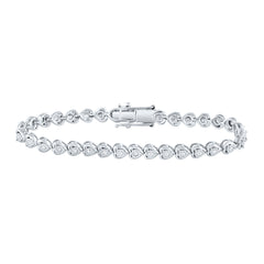 Sterling Silver Womens Round Diamond Heart Tennis Bracelet 1.00 Cttw