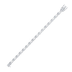 Sterling Silver Womens Round Diamond Heart Bracelet 1.00 Cttw