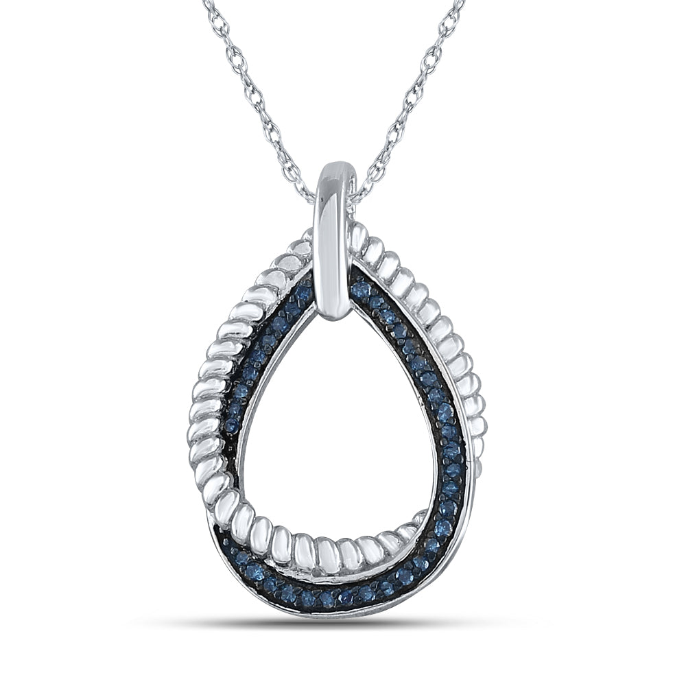 1/6CTW-DIA FASHOIN BLUE PENDANT