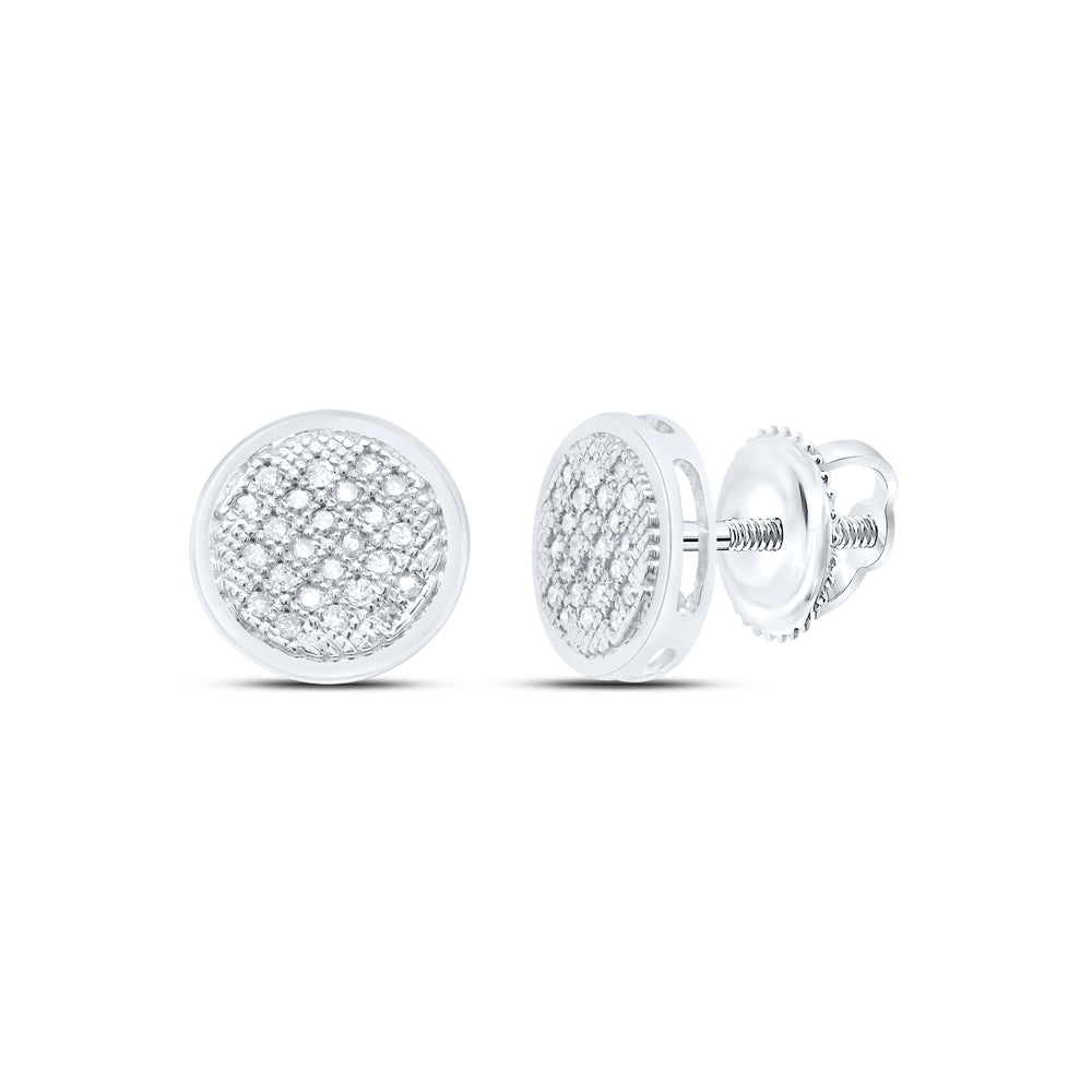 Sterling Silver Womens Round Natural Diamond Cluster Screwback Earrings 1/6 CTW 1.7 Gram