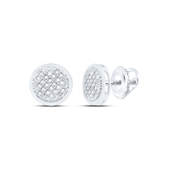 Sterling Silver Womens Round Natural Diamond Cluster Screwback Earrings 1/6 CTW 1.7 Gram