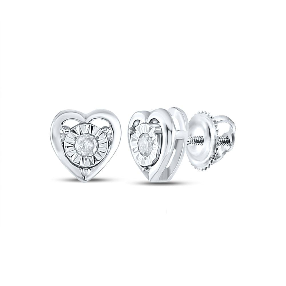 Sterling Silver 1/20 CTW-Natural Diamondheart Earring 0.76 Gram