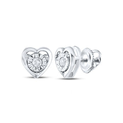 Sterling Silver 1/20 CTW-Natural Diamondheart Earring 0.76 Gram