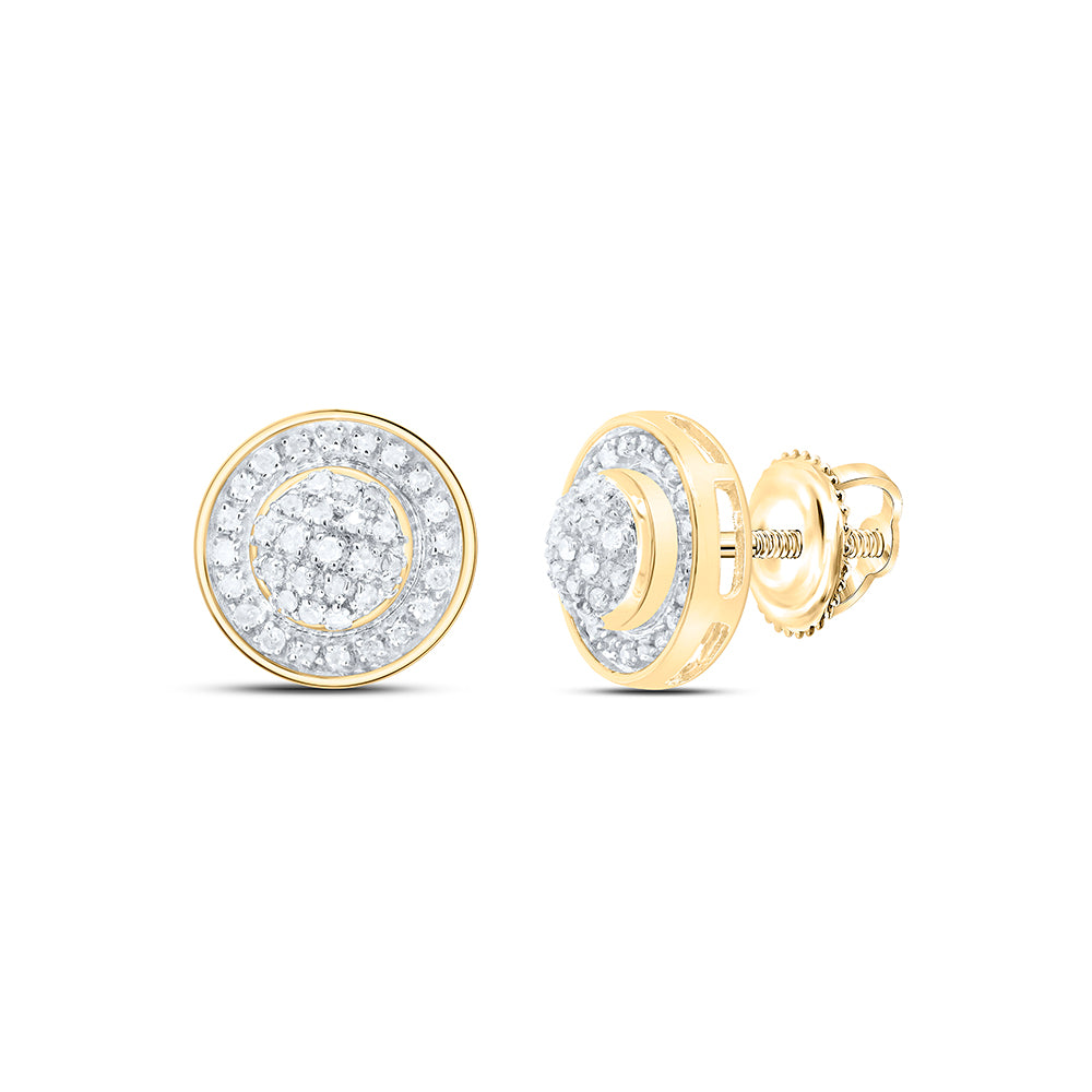 Yellow-Tone Sterling 1/4 Ct-Natural Diamond Micro-Pave Earring 1.91 Gram