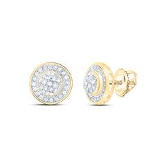 Yellow-Tone Sterling 1/4 Ct-Natural Diamond Micro-Pave Earring 1.91 Gram