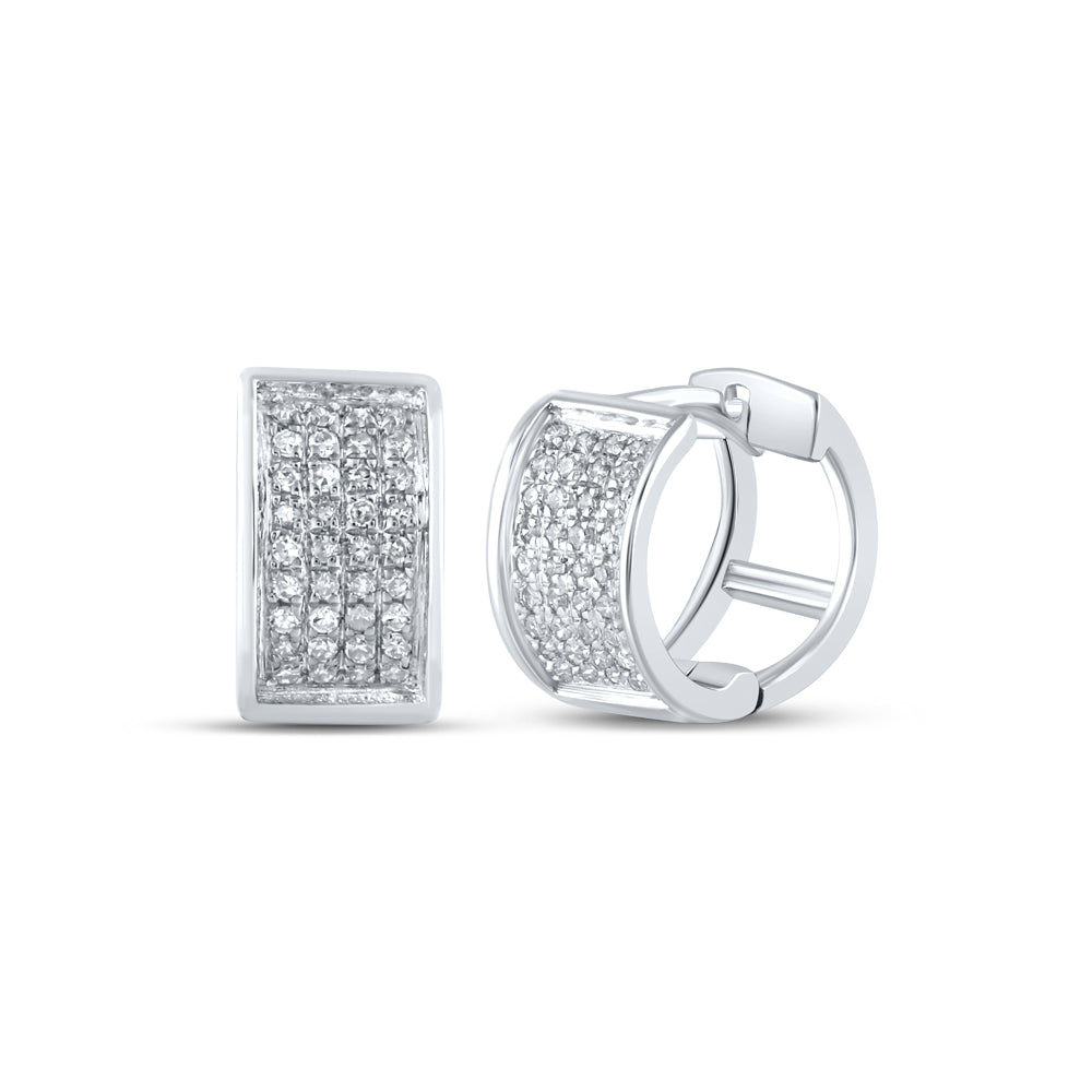 Sterling Silver Diamond Unisex Mens Womens Huggie Hoop Earrings 1/6 CTW 1.12 Gram