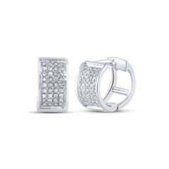 Sterling Silver Diamond Unisex Mens Womens Huggie Hoop Earrings 1/6 CTW 1.12 Gram