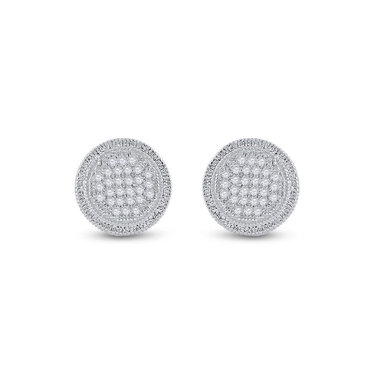 Sterling Silver 1/6 CTW-Natural Diamond Micro-Pave Unisex Earring 2.31 Gram