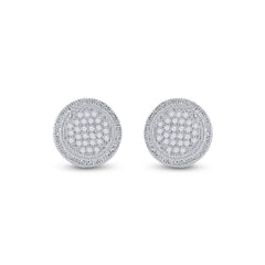 Sterling Silver 1/6 CTW-Natural Diamond Micro-Pave Unisex Earring 2.31 Gram
