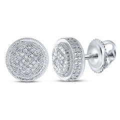 Sterling Silver 1/10 CTW-Natural Diamond Micro-Pave Unisex Earring 2.28 Gram