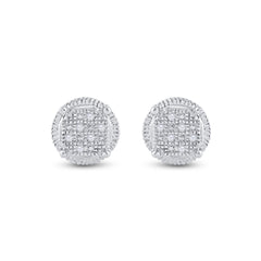 Sterling Silver Mens Round Diamond Cluster Earrings .03 Cttw