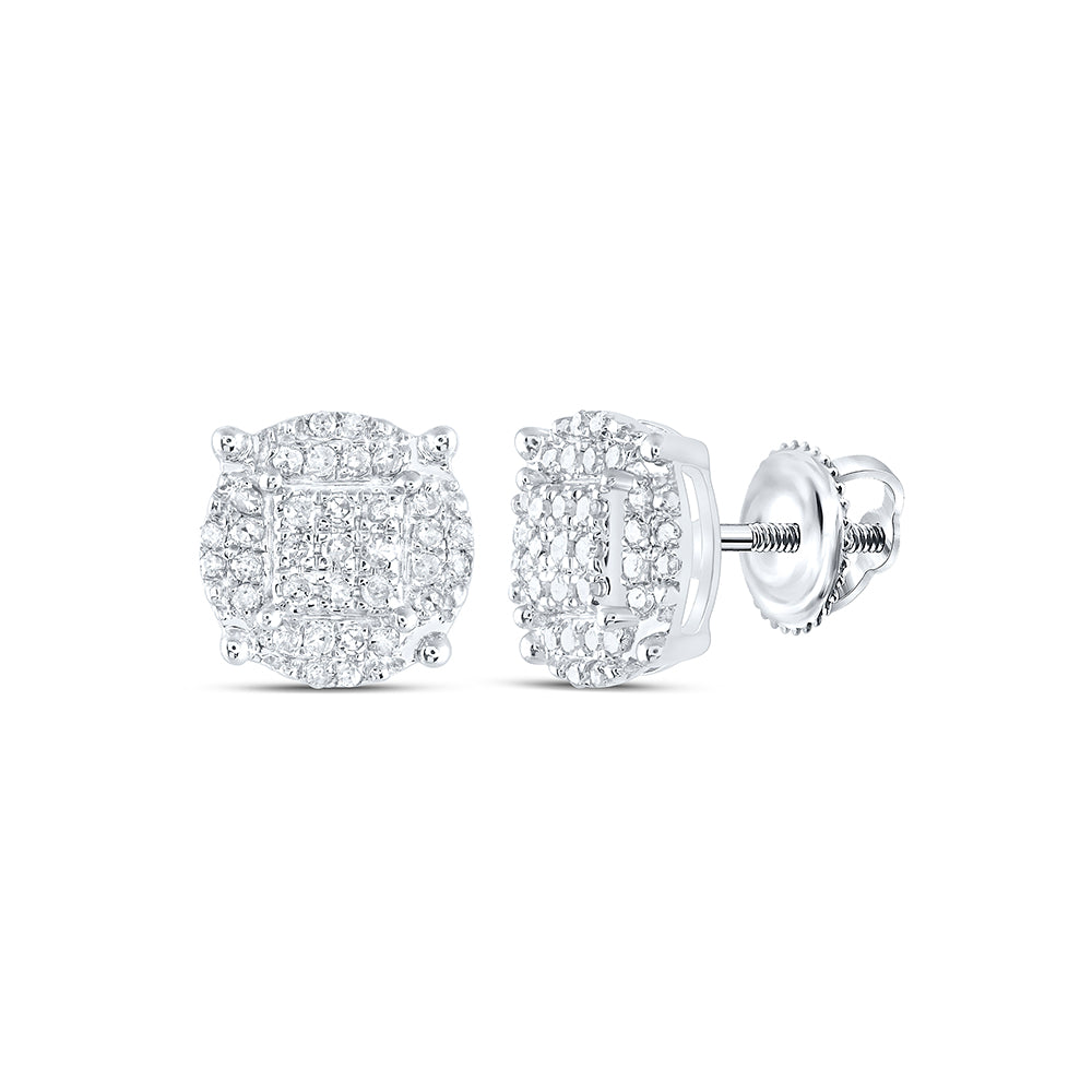 Sterling Silver Womens Round Diamond Stud Earrings 1/4 Cttw