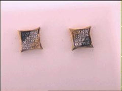 1/10CT-DIA P3 BLUE MICRO-PAVE UNISEX EARRING
