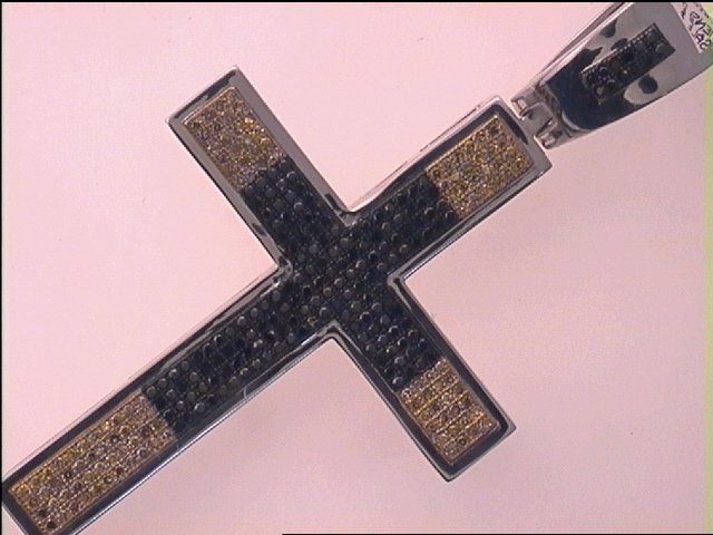 3/4CT DIA YELLOW  MENS CROSS CHARM