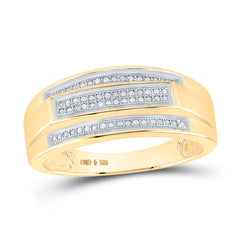 Yellow-tone Sterling Silver Mens Round Diamond Band Ring 1/5 Cttw