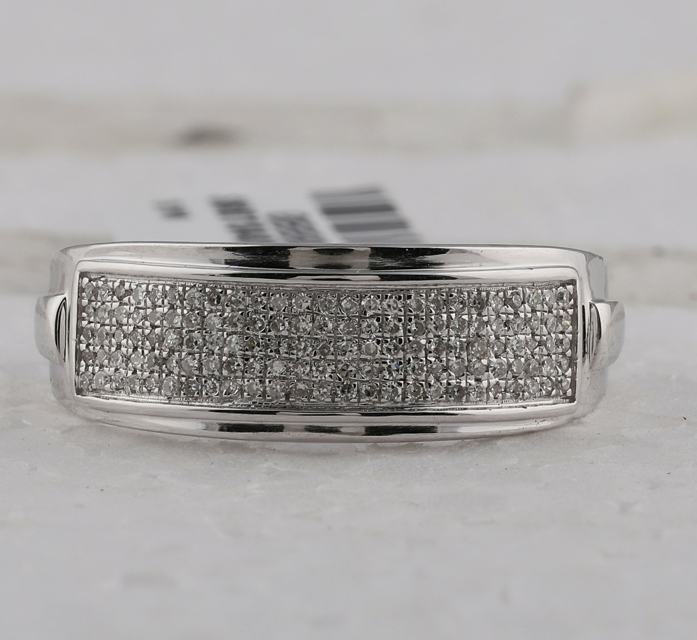 Sterling Silver Mens Round Diamond Pave Band Ring 1/4 Cttw