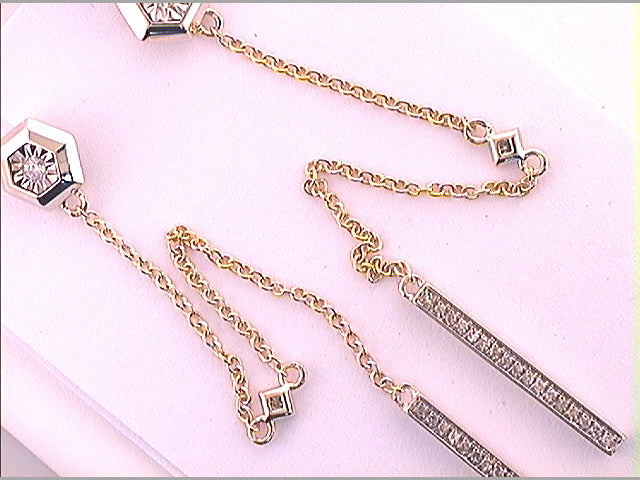 Rose-Tone Sterling Silver 1/5 CTW-Natural Diamonddiamond Drop Earring 3.2 Gram