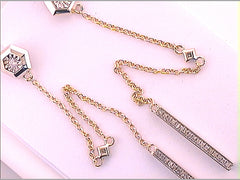 Rose-Tone Sterling Silver 1/5 CTW-Natural Diamonddiamond Drop Earring 3.2 Gram