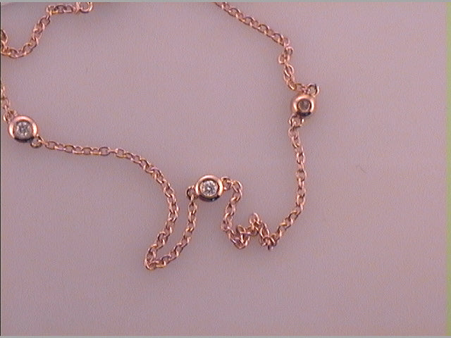 Rose-Tone Sterling Silver 1/10 Ct-Natural Diamond Ladies Triple Diamond Bracelet 1.24 Gram