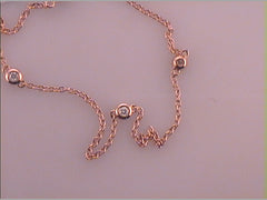 Rose-Tone Sterling Silver 1/10 Ct-Natural Diamond Ladies Triple Diamond Bracelet 1.24 Gram