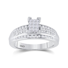 Sterling Silver Womens Princess Diamond Cluster Bridal Wedding Engagement Ring 1/2 Cttw Size 6