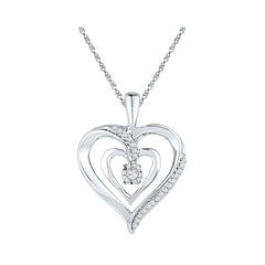 Sterling Silver Womens Round Diamond  Pendant 1/10 Cttw