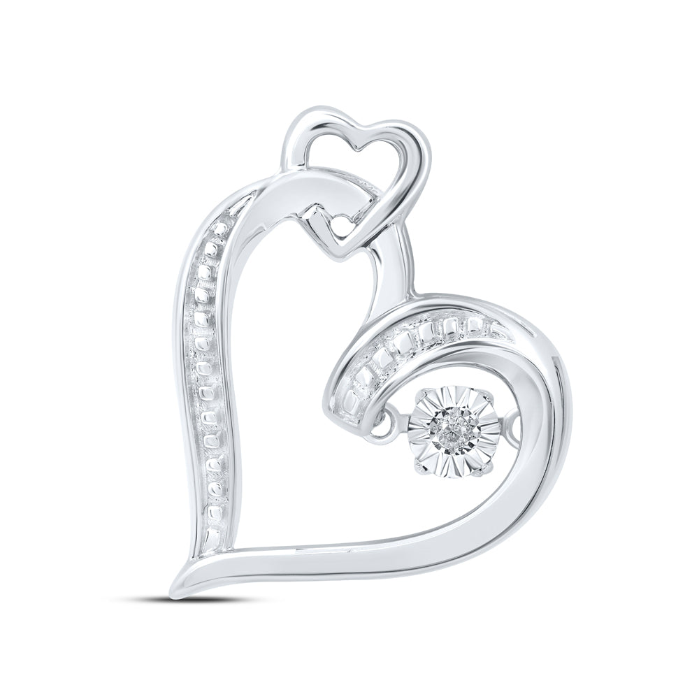 Sterling Silver 0.01 CTW-Natural Diamondheart Pendant 2.3 Gram