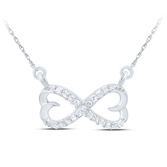 Sterling Silver Womens Round Natural Diamond Infinity Double Heart Pendant Necklace 1/5 CTW 2.24 Gram