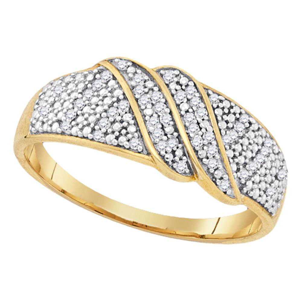 Yellow-Tone Sterling Silver Womens Round Diamond Band Ring 1/6 Cttw