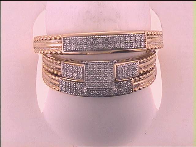 1/4CT-DIA MICRO-PAVE HIGH TRIO SET