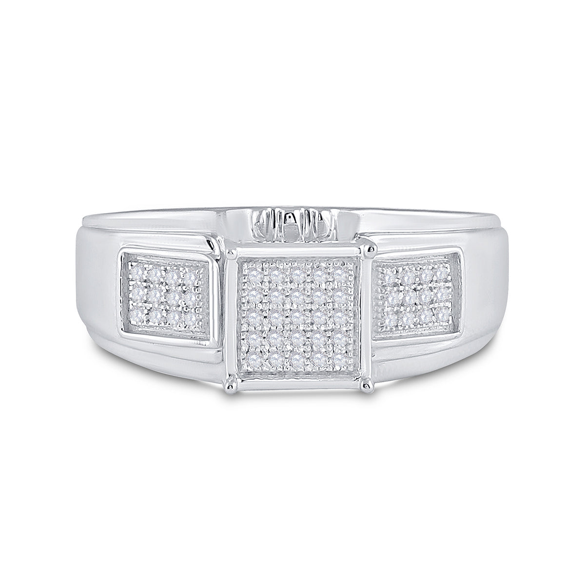 Sterling Silver 1/6 CTW-Natural Diamond Micro-Pave Ring 3.38 Gram