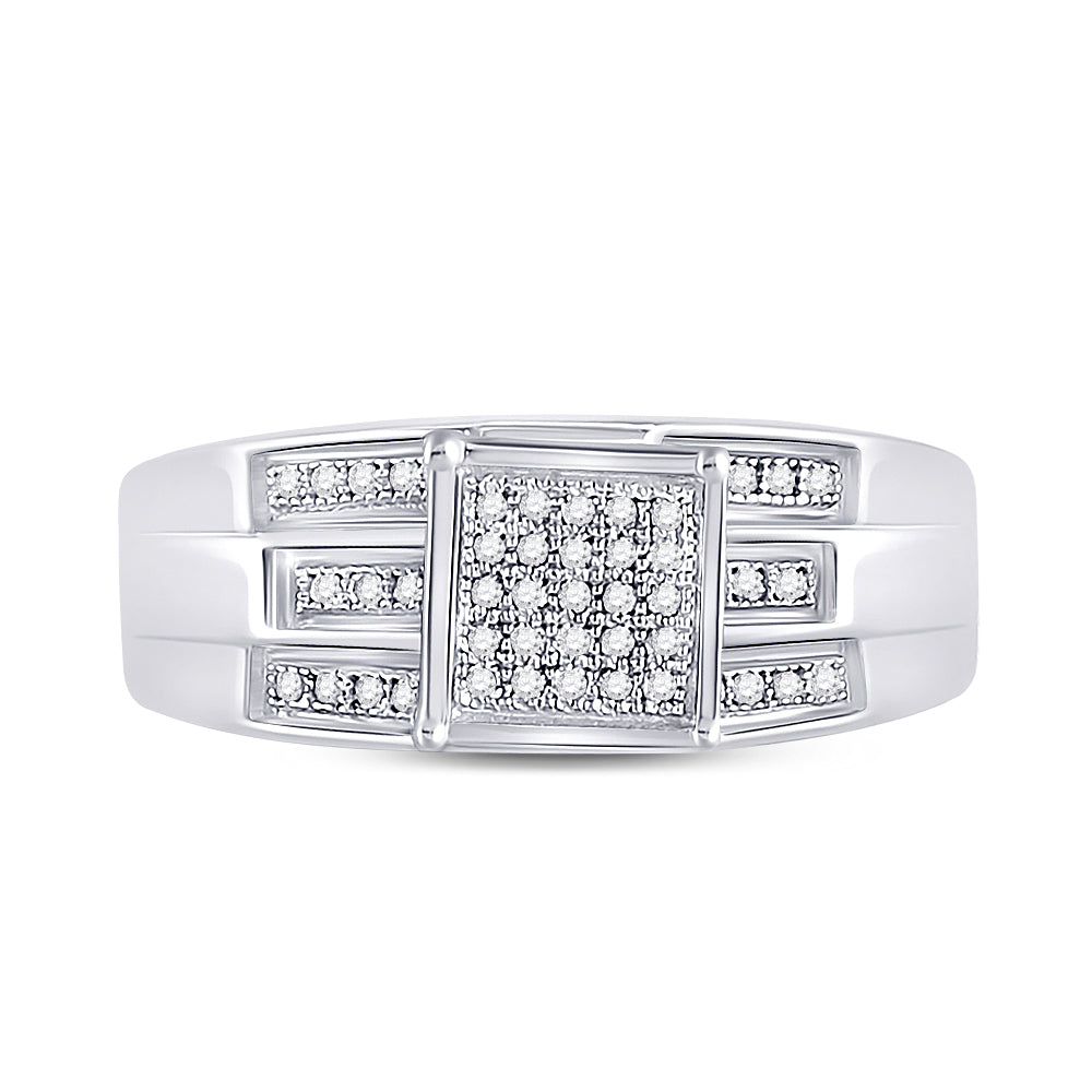 Sterling Silver 1/8 CTW-Natural Diamond Gift Micro-Pave Ring 3.43 Gram