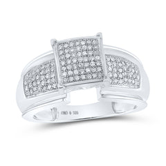Sterling Silver Womens Diamond Elevated Square Cluster Bridal Wedding Engagement Ring 1/3 CTW 3.61 Gram